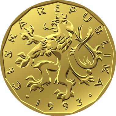 Vector gold Money twenty czech crones coin clipart