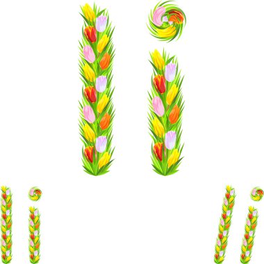 Vector font type letter I made from flower tulip clipart