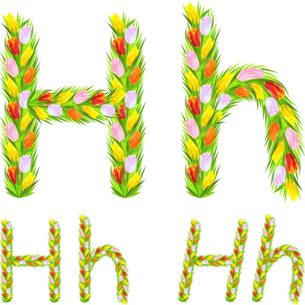Διάνυσμα γραμματοσειρά τύπου γράμμα h από λουλουδιών τουλίπα — Διανυσματικό Αρχείο