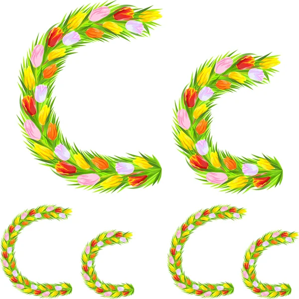 Διάνυσμα γραμματοσειρά τύπου c επιστολή από λουλουδιών τουλίπα — Διανυσματικό Αρχείο