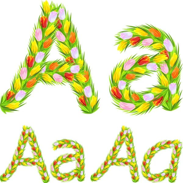 矢量字体键入字母作从花卉郁金香 — 图库矢量图片