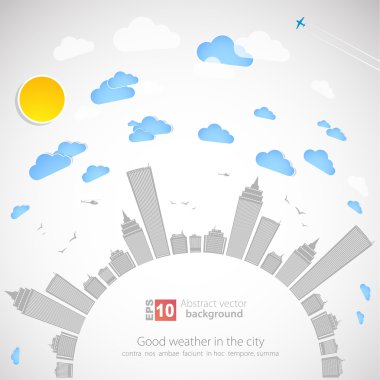 Sky-scraper. City theme background. Vector clipart