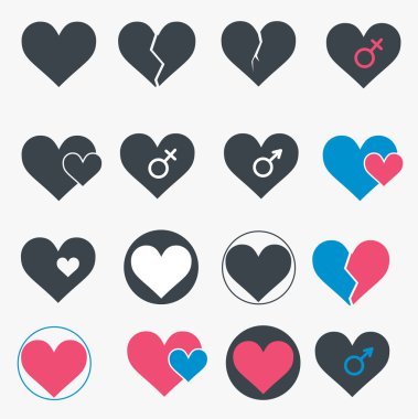 Set of heart icons. Vector clipart