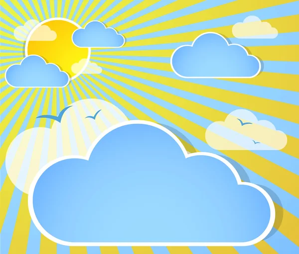 Good weather background. Blue sky with clouds and sun — Stock Photo, Image