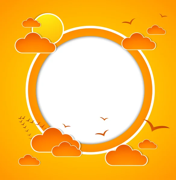 Abstrakter Herbsthimmel mit Wolken und Sonne. Illustration — Stockfoto