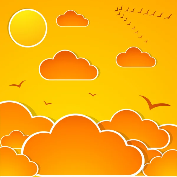 Abstracte herfst hemel met wolken en zon. illustratie — Stockfoto
