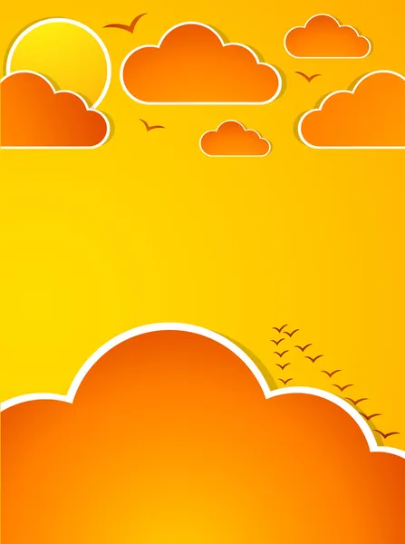 Abstrakter Herbsthimmel mit Wolken und Sonne. Illustration — Stockfoto