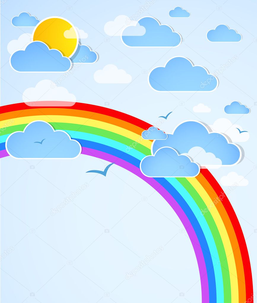 Sky background with rainbow.