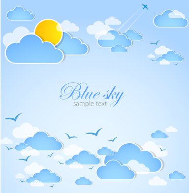 Good weather. Blue sky with clouds. Vector clipart