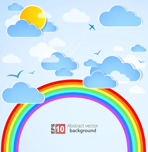 Fondo cielo con arco iris. Vector — Vector de stock