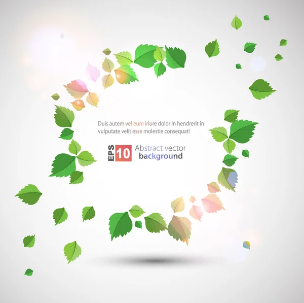 Cadre rond avec feuilles vertes fraîches — Image vectorielle