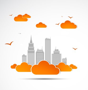 Sky-scraper. City theme background. Autumn Vector clipart