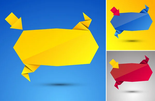 Origami abstracto discurso burbuja vector fondo con flecha — Vector de stock