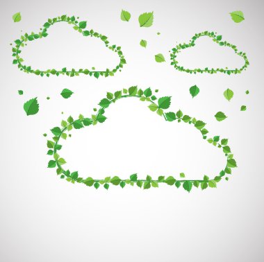 Clouds made with leaves. Summer theme. clipart