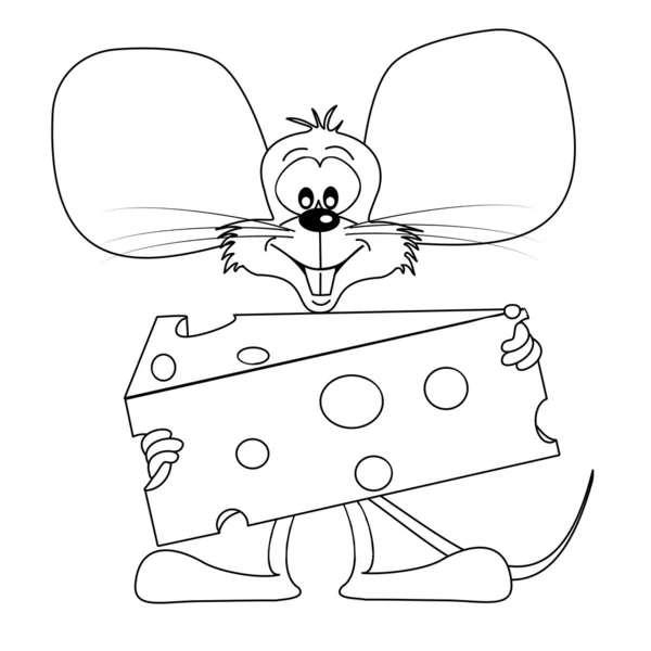 Cartoon mouse with cheese — Stock Vector
