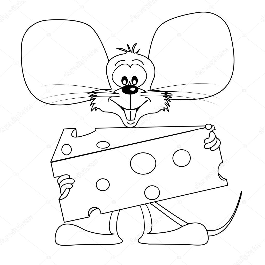 Souris de dessin animé avec fromage — Image vectorielle