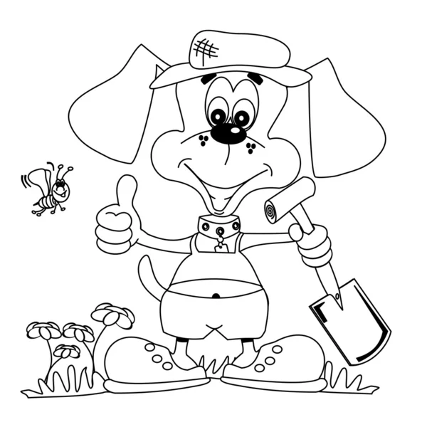 Livre à colorier pour chien jardinage — Image vectorielle