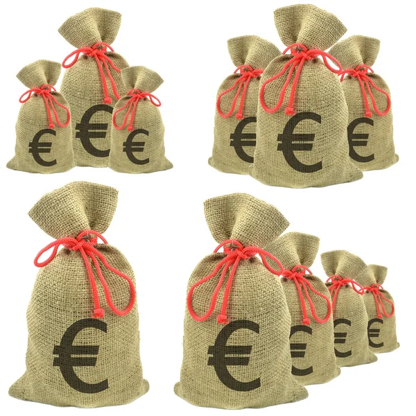 Bolsas de dinero con euros — Foto de Stock