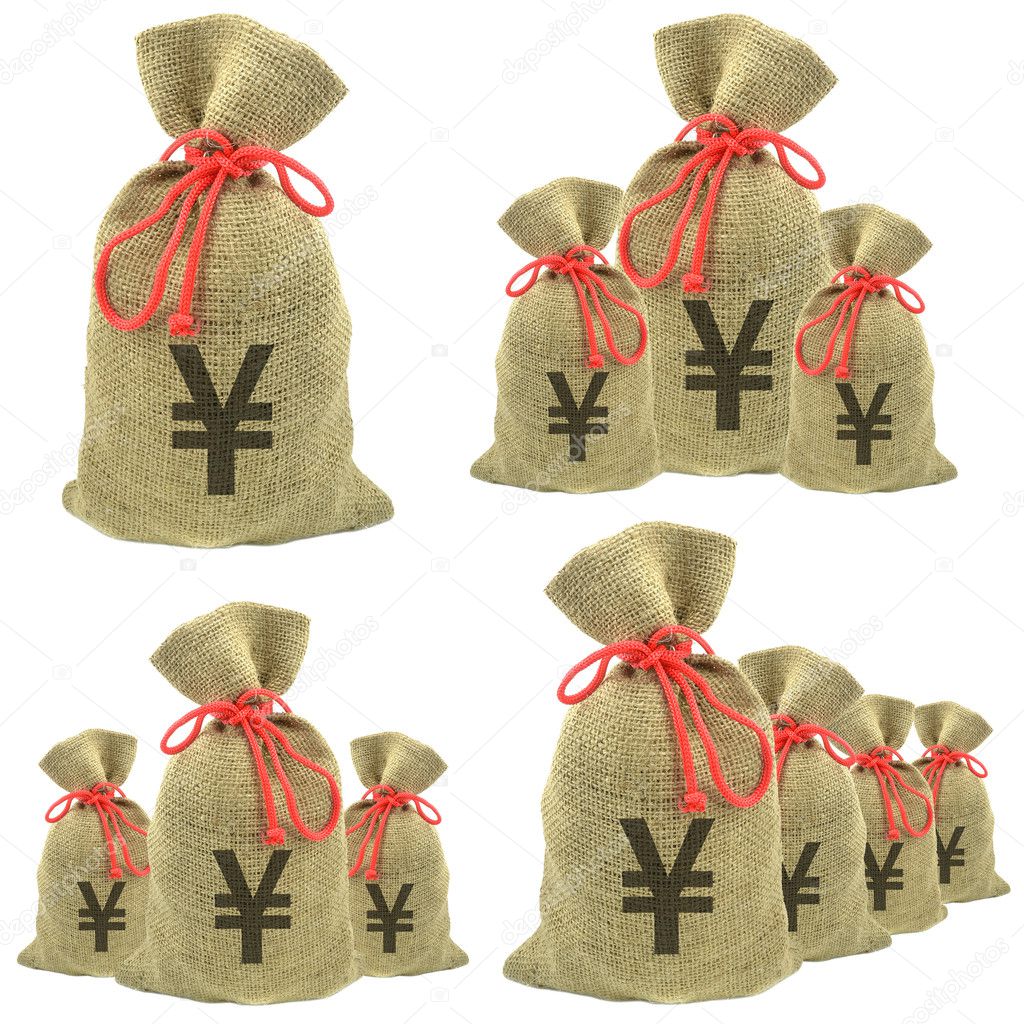 Bags of money with yen