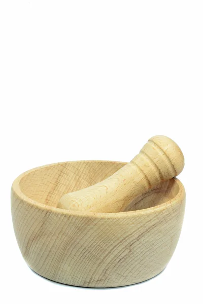 一个木制砂浆和杵 — 图库照片
