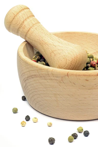 A wooden mortar and pestle — Stock Photo, Image