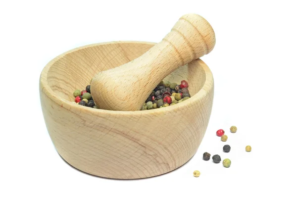 A wooden mortar and pestle — Stock Photo, Image