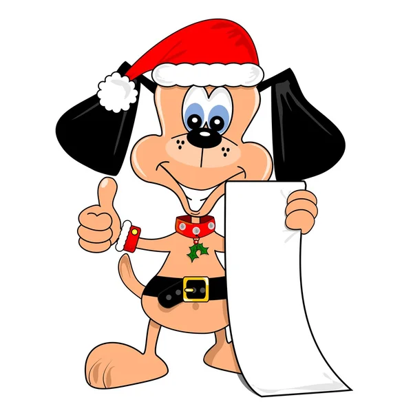 Perro de dibujos animados como Santa Claus — Vector de stock