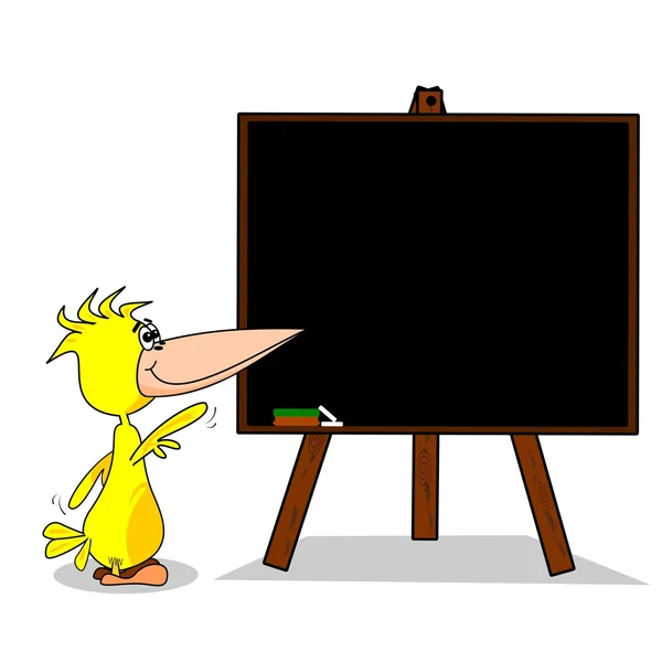 Tecknade fågeln på blackboard — Stock vektor