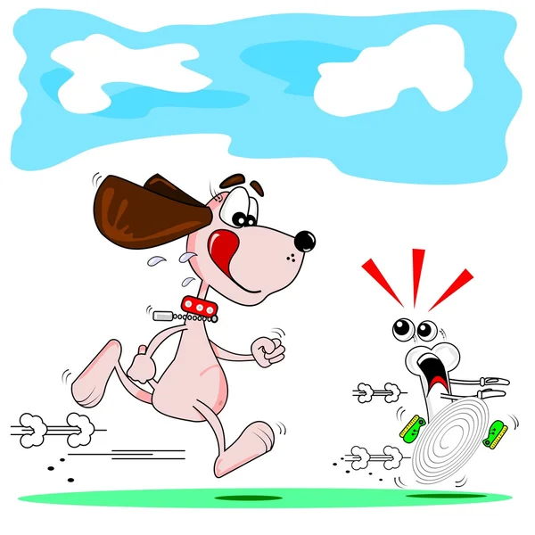 Cartoon dog and bone — Stock Vector