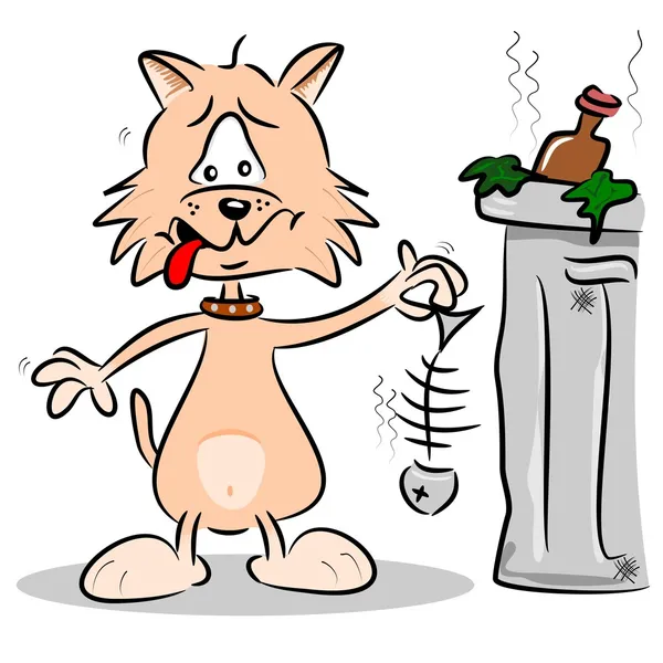 臭い魚の漫画猫 — ストックベクタ