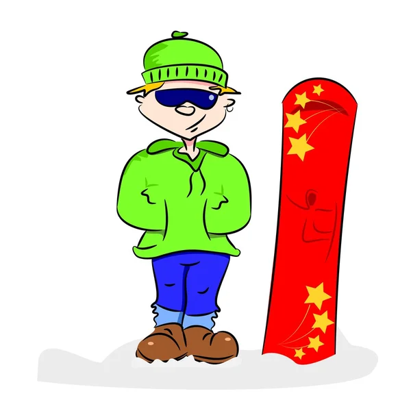 Ein Cartoon-Snowboarder — Stockvektor