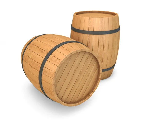 Wooden Barrels isolated with clipping path — Stock Photo, Image