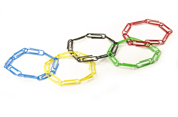 stock image Unity Concept With Olympic Rings Linked By Paper Clips