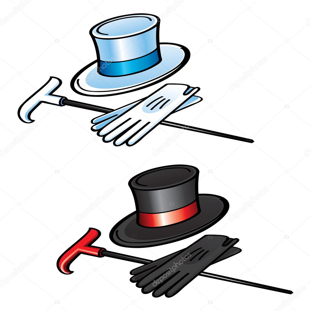 Top Hat Gloves and Cane