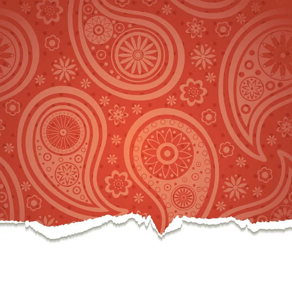 Stock vector Torn paper with a paisley pattern.