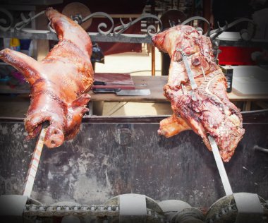 açık hava, lezzetli Barbekü domuz eti. İspanya