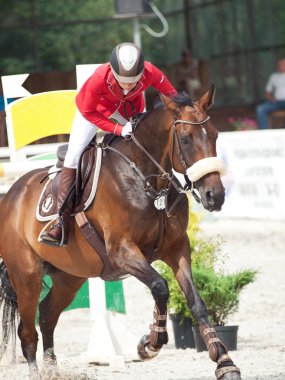 Saint Petersburg-Temmuz 08: binici Anna Gromzina Pimlico içinde üzerinde