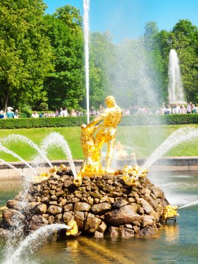 Famous Samson and the Lion fountain in Peterhof Grand Cascade, S clipart