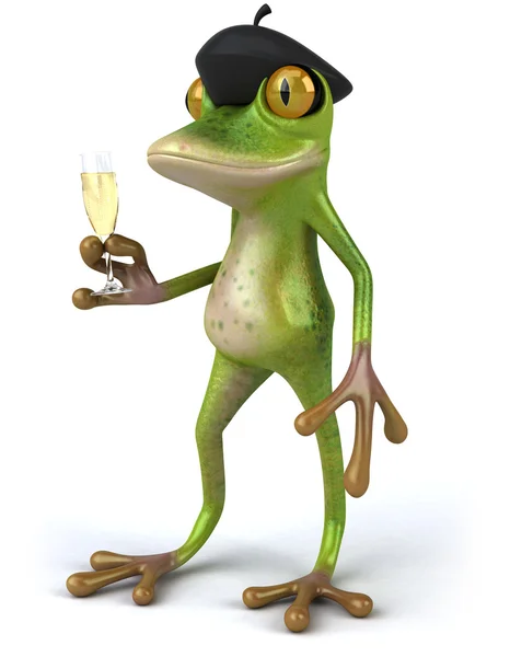 Żaba i szampana — Zdjęcie stockowe