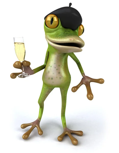 Frog and champagne — Stock Photo, Image