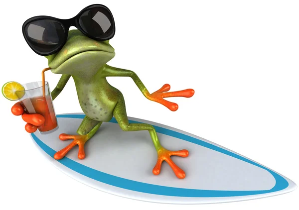 Frog surfing — Stock Photo, Image