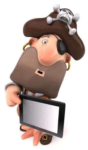 Pirate and tablet pc — Stock Photo, Image
