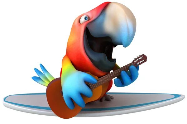 Fun parrot surfing — Stock Photo, Image