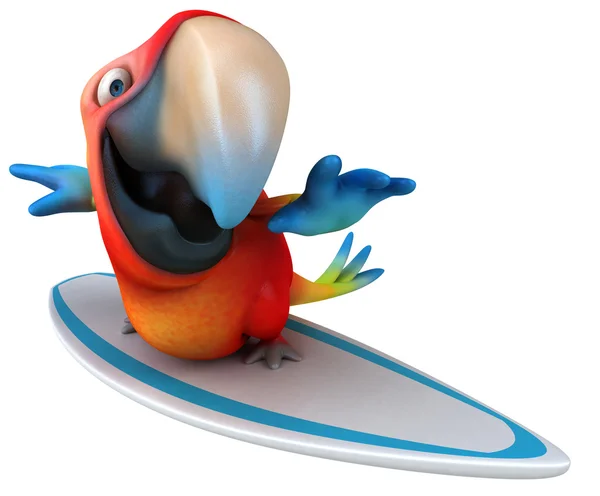 有趣的鹦鹉冲浪διασκέδαση παπαγάλος σερφ — 图库照片