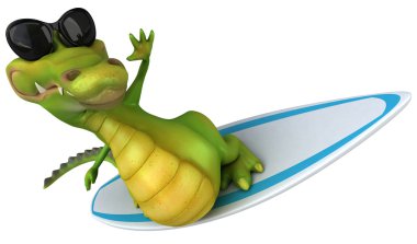 Crocodile surfing clipart