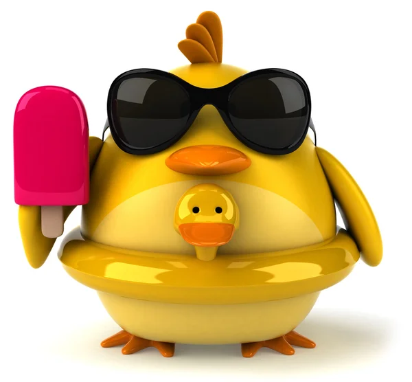 Pássaro amarelo com sorvete — Fotografia de Stock