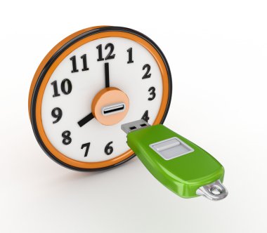 Flash memory and orange clock. clipart