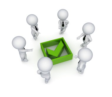 3d small around green tick mark. clipart