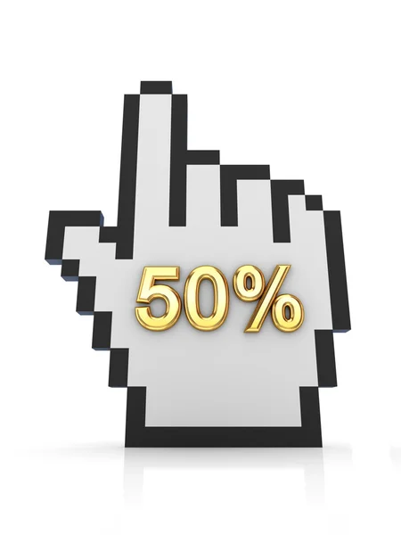 Golden word 50% and large cursor. — Stock Photo, Image