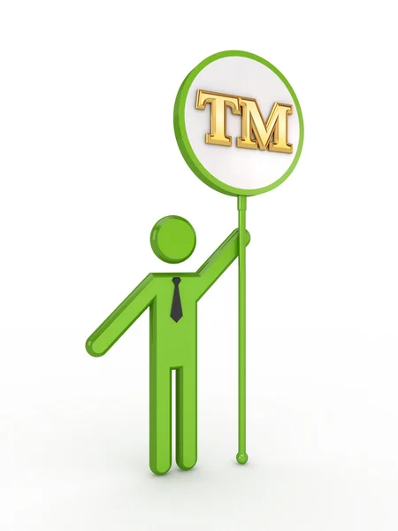 Pessoa pequena 3d com símbolo TM . — Fotografia de Stock